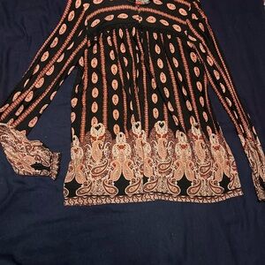 Bohemian Black and Orange Paisley Blouse